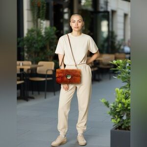 Cynthia Rowley Leather Embossed Croc Clutch